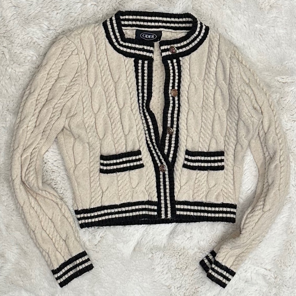 Cider Varsity Style Cardigan Sweater Medium Size